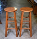 Pair of Contemporary Wooden Bar Stools