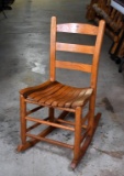 Vintage Junior Size Oak Slat Seat Ladderback Rocking Chair