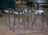 Set of Four Seville Classics “Ultradurable” Brushed Chrome Finish Bar Stools
