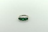 14K White Gold and Five Emeralds Ring with Presentation Box, Size 6.75, Belfast, Ireland