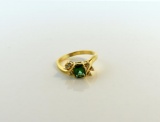 Tsavorite Garnet, Diamond and 14K Gold Ring, Size 6.25