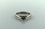 0.40 Carat Brilliant Cut Diamond Solitaire and 14K White Gold Ring, Size 7