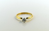 0.36 Carat Brilliant Cut Diamond Solitaire and 14K Gold Ring, Size 9.75