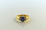 0.48 Carat Oval Cut Tanzanite and 14K Gold Ring, Size 8
