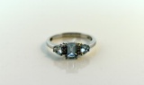 Three Aquamarine and 14K White Gold Ring, Size 7.25