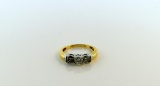 Three Round Cut Diamond (1 Carat) and 14K Gold Ring, Size 7.25