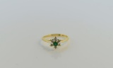 Emerald and Diamond  14K Gold Ring, Size 6.25
