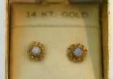 14K Gold and Opal Gemstone Earrings
