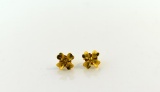 Pair of 14K Gold Floral Motif Earrings