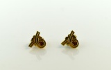 Pair of 14K Gold Ribbon Motif Earrings