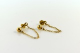 Pair of 14K Gold Ball and Chain Earrings