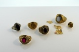 Lot of 10K Gold School Rings and Other 10K Gold Pieces