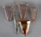 Lot of Five Vintage Glass Wall Pockets: Pink, Marigold, & Clear