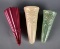 Lot of Three Vintage Earthenware Wall Pockets: Pink, White, Green