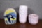Lot of Three Earthenware Vases / Planters: Pink & Duck Themed