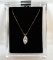 14K Gold 18” Chain Necklace with 14 mm CZ Marquise Solitaire Pendant, Italy