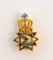 10K Gold Pin with White Topaz Solitaire, Red Garnets and Blue Turquoise Cabochons