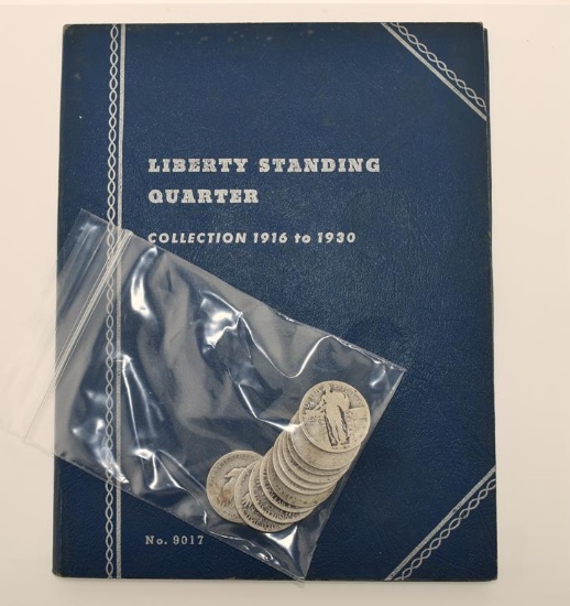 Circulated Standing Liberty Silver Quarter Dollars Collection, 1920-30, One 1903 Barber Quarter