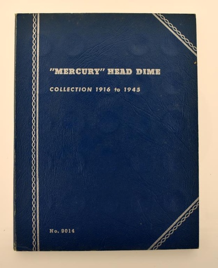 Circulated Mercury Head Silver Dime Collection, 1916-45, in Folder