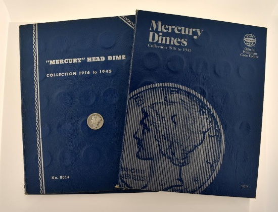 Circulated Mercury Head Silver Dime Collection, 1916-45, in 2 Folders