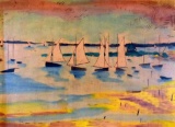 Rossi (XX-XXI) Sailboats, Watercolor on Paper, Signed Lower Right