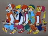 Jovan Obican (French, 1918-1986) Five Comical Men with Bird, Ltd. Ed. (184/500) Serigraph, Signed