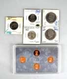 Lot Proof Coins: 2009 Lincoln Cent (4); Quarters: 1964, 1971-S, 1972-S; Halves: 1976-S, 1981-S (T2)