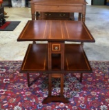 Unique Hand Made Antique Hepplewhite Style Double-Tier Drop Leaf End Table
