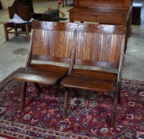 Pair of Antique Oak Stadium Seats