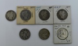 Lot Barber, Liberty Walk. & Franklin Silver Half Dollars