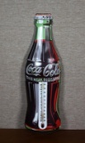 Coca-Cola Bottle-Shaped Metal Thermometer Advertisement Sign, Lot 212