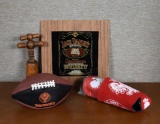 Lot of $4 Collectible Breweriana: Keg Corkscrew, Jagermeister Football, Jack Daniel's Sign, & Other