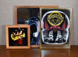 Lot of Three Heavy Metal Rock & Roll Band Mirrored Signs: Pink Floyd, Judas Priest, & Black Sabbath