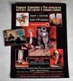 Lot of Two Cowboy Themed Wall Art: Western Antique Auction & Framed Ardmore Cafe Thermometer