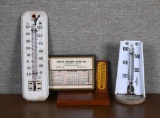 Lot of Three Vintage Thermometers: One is Porcelain Metal (600 Degree)