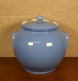 Vintage USA Blue with Double Handles Cookie Jar with Lid