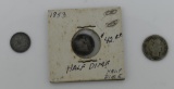 1852 Silver Trime, 1853 Silver Half Dime, & 1906 Barber Silver Dime