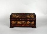 Mexican Folk Art Hand Carved & Painted Wooden Dome Top Box