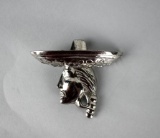 McClelland Barclay Sterling Silver Brooch of Head of Central American Woman