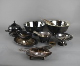 Large Lot of Silver Plated Serving Dishes & Utensils by Various Makers