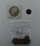 1967 Canadian Flying Goose Silver Dollar and 1967 Kruegerrand Fine Silver Coin & Other Foreign Coins