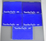 Four 1968-S and One 1969-S US Mint Coin Proof Sets