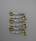 Gorham “1938” Sterling Silver Salt Spoons with Gilt-lined Bowls, Six Pieces