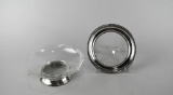 Two Sterling Silver Mounted Glass Dishes: Bowl & Bottle Coaster