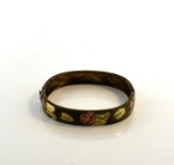 Cute Child's Rose, Green & Yellow Gold Accented Clasp Bracelet
