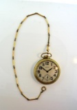 Antique US Army AC 21-Jewel Elgin 10K Gold Fill Pocket Watch w/ Inset Secondhand & Gold Filled Chain
