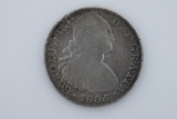 1805 Mexico City Spanish Colony Carolus IIII Dei Gratia 8 Reales Milled Silver Coin