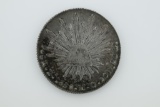 1854 Zacatecas, Mexico First Republic 8 Reales M.O. Milled Silver Coin