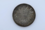 1869 Mexico City First Republic 8 Reales P. H Milled Silver Coin