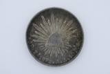 1875 Zacatecas, Mexico First Republic 8 Reales J.A. Milled Silver Coin